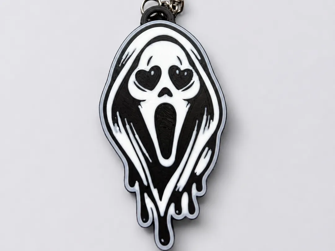 Ghostface-Inspired Heart Eyes Keychain &mdash; Puni Labs product photo
