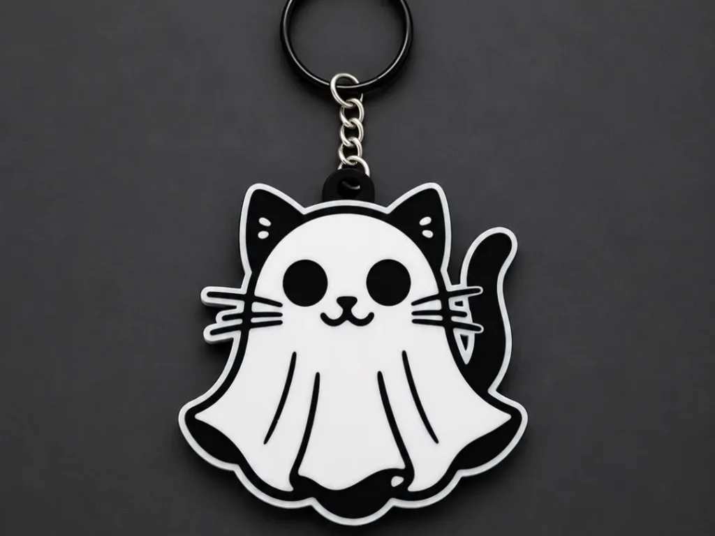 Ghost Cat Keychain