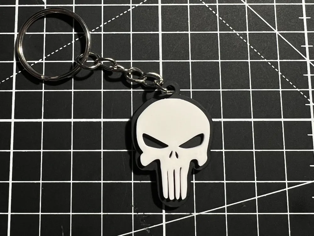 Punisher-Inspired Keychain, Two Styles &mdash; design reference