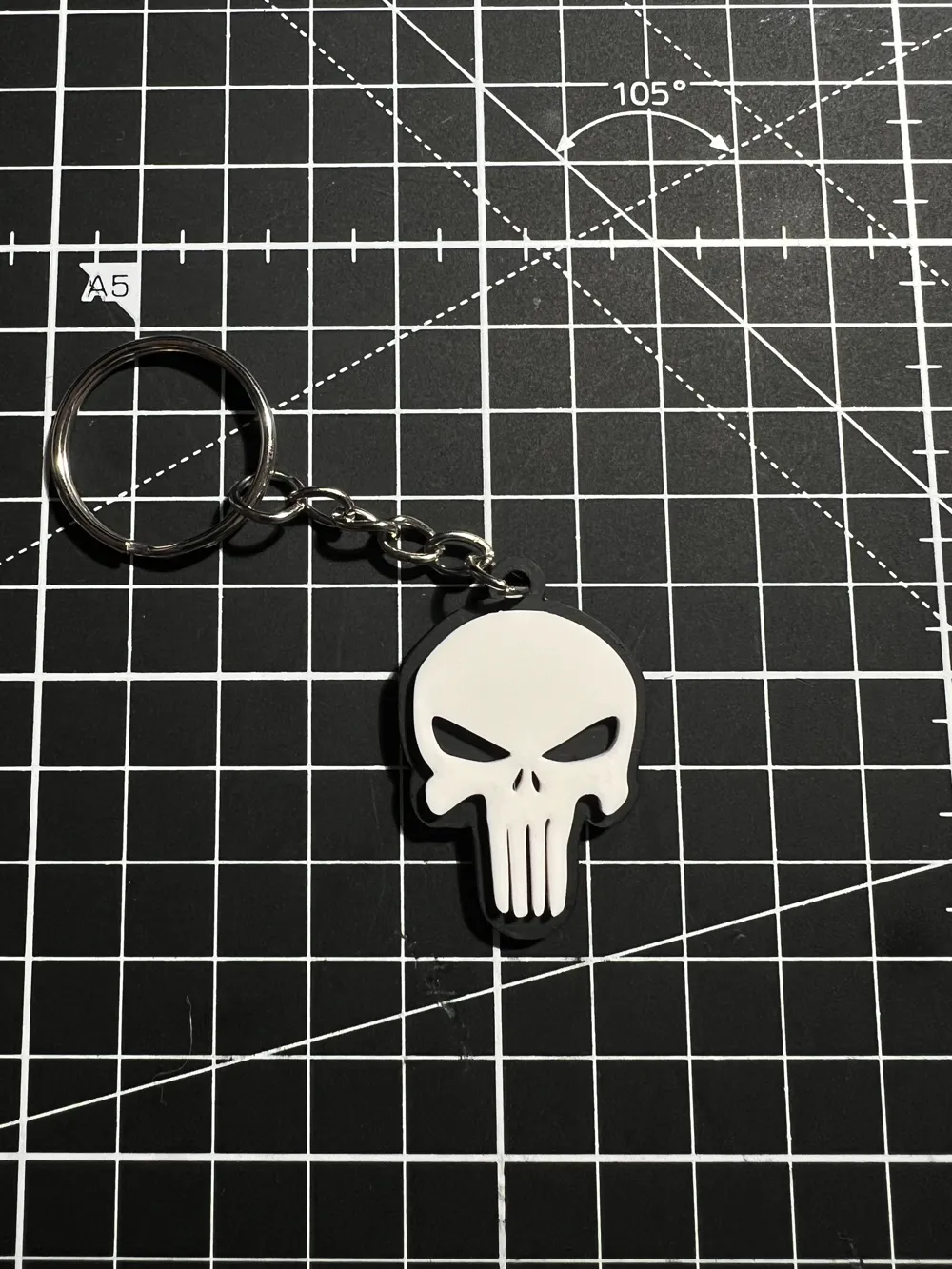 Punisher-Inspired Keychain, Two Styles &mdash; design reference
