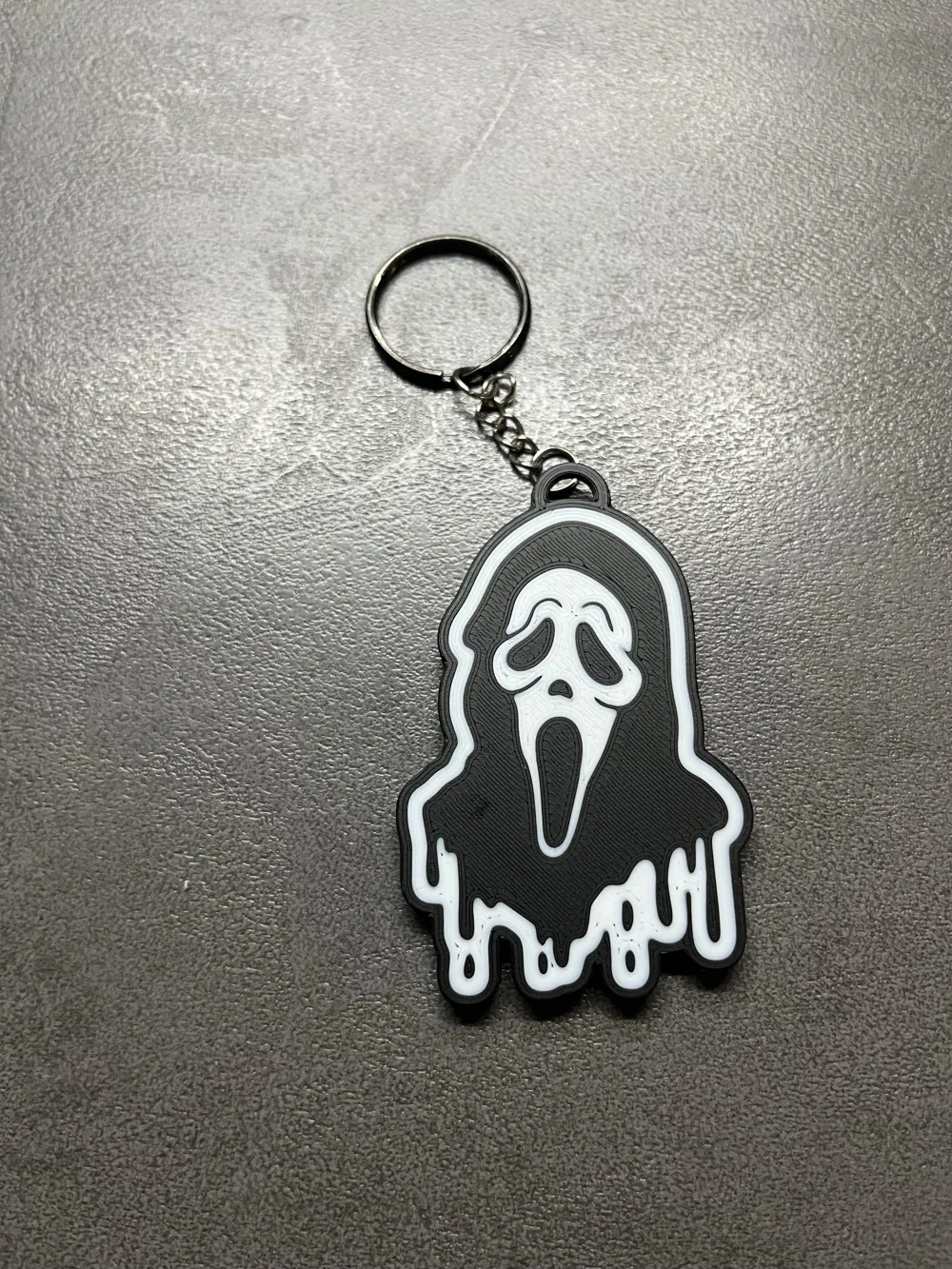 Scream-Inspired Mask Keychain &mdash; design reference