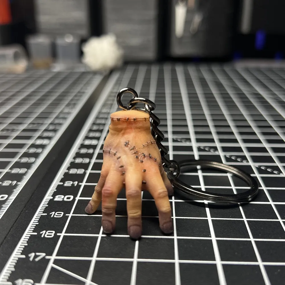 Wednesday-Inspired Thing Hand Keychain &mdash; design reference
